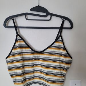 Striped Yellow and Black Women's Cropped Top